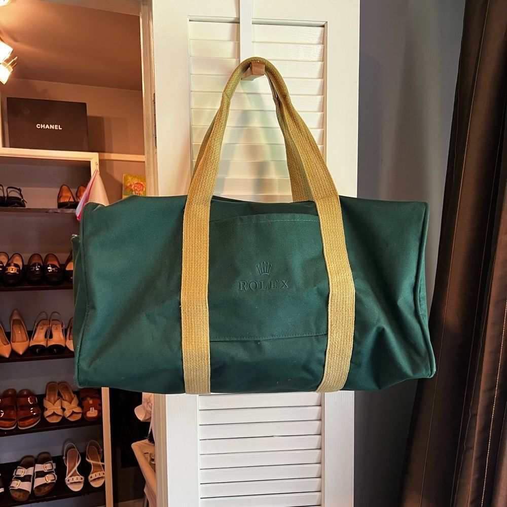 Rolex Green And Tan Mens Duffel Bag Vintage  Rare